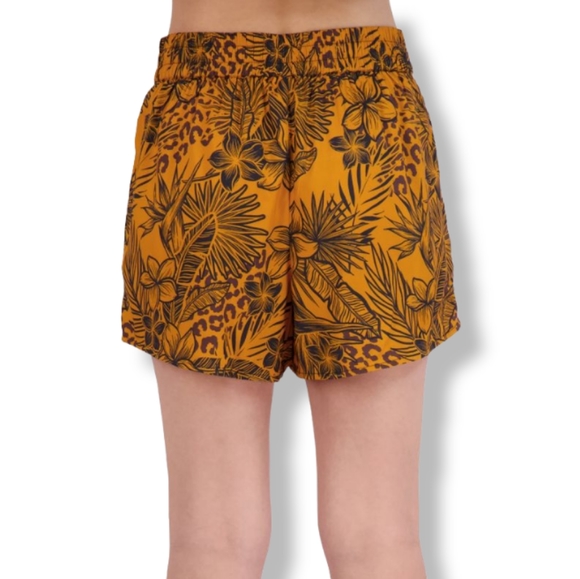 BCBGENERATION Jungle Queen Goldenrod Floral Shorts, S - Picture 3 of 6